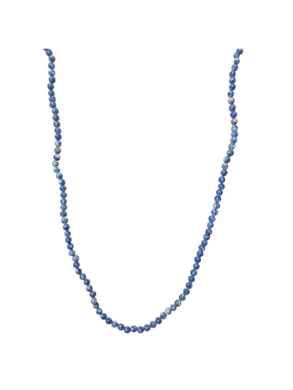 Blue Sodalite Stone Bead Strand Necklace Round Mottled Gemstone Bohemian